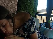 Super hot latina neighbour fellating and swallowing